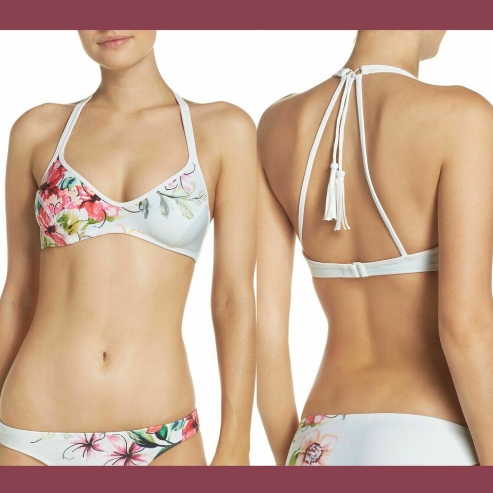 NEW $98 Robin Piccone‎ Camellia Floral Underwire Bikini Top [ Large ]